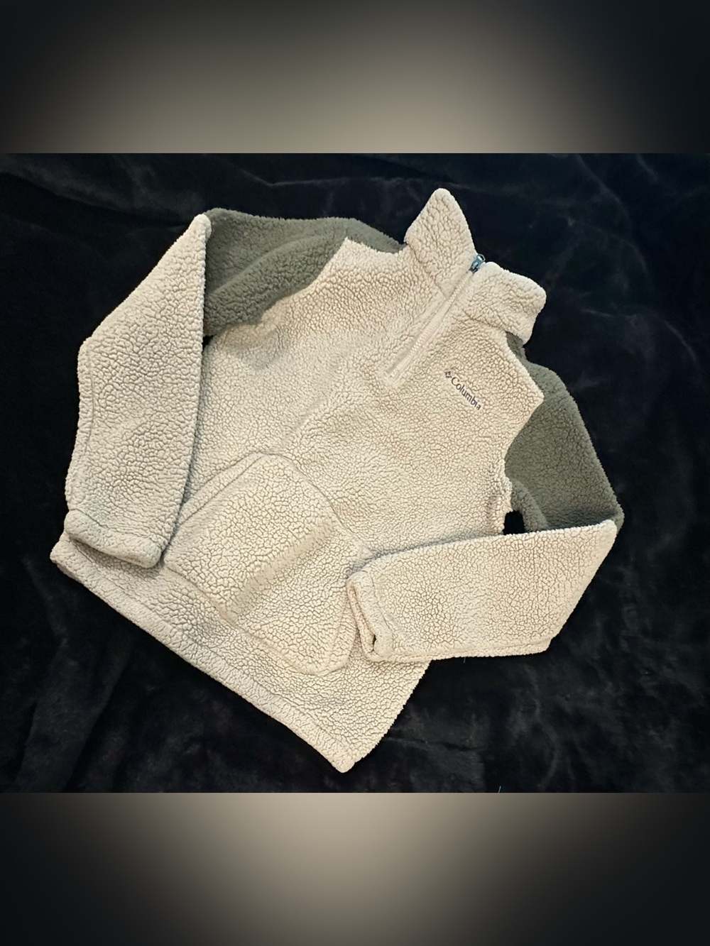Columbia cream /olive fleece quarter zip Size L 14/16 boys